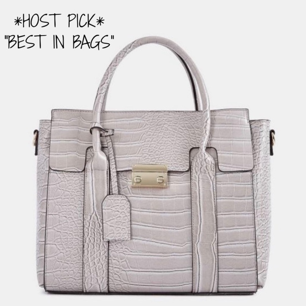 🎉HP!🎉 MATTO Satchel in Light Grey Croc